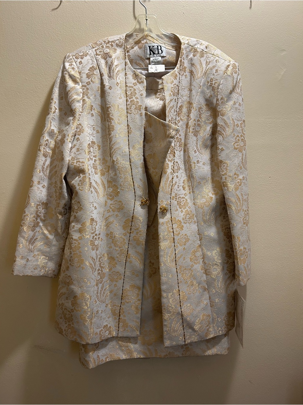 Womens Cream and Gold Brocade Jacket
